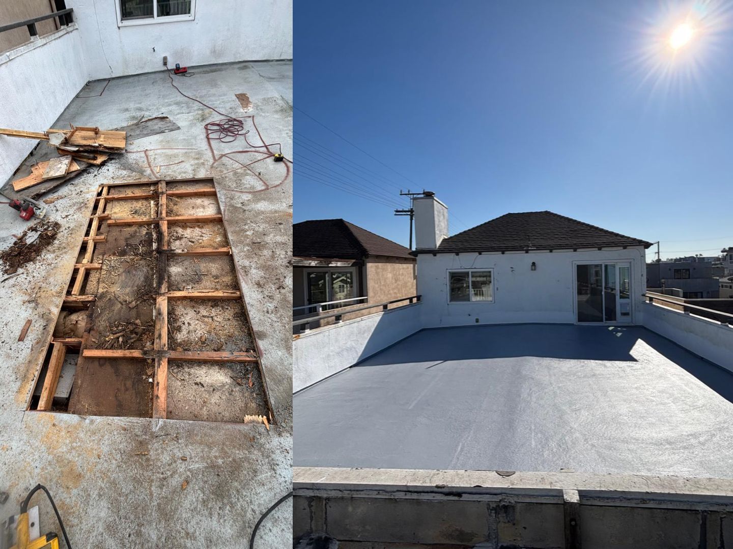 Rooftop deck waterproofing project in Los Angeles